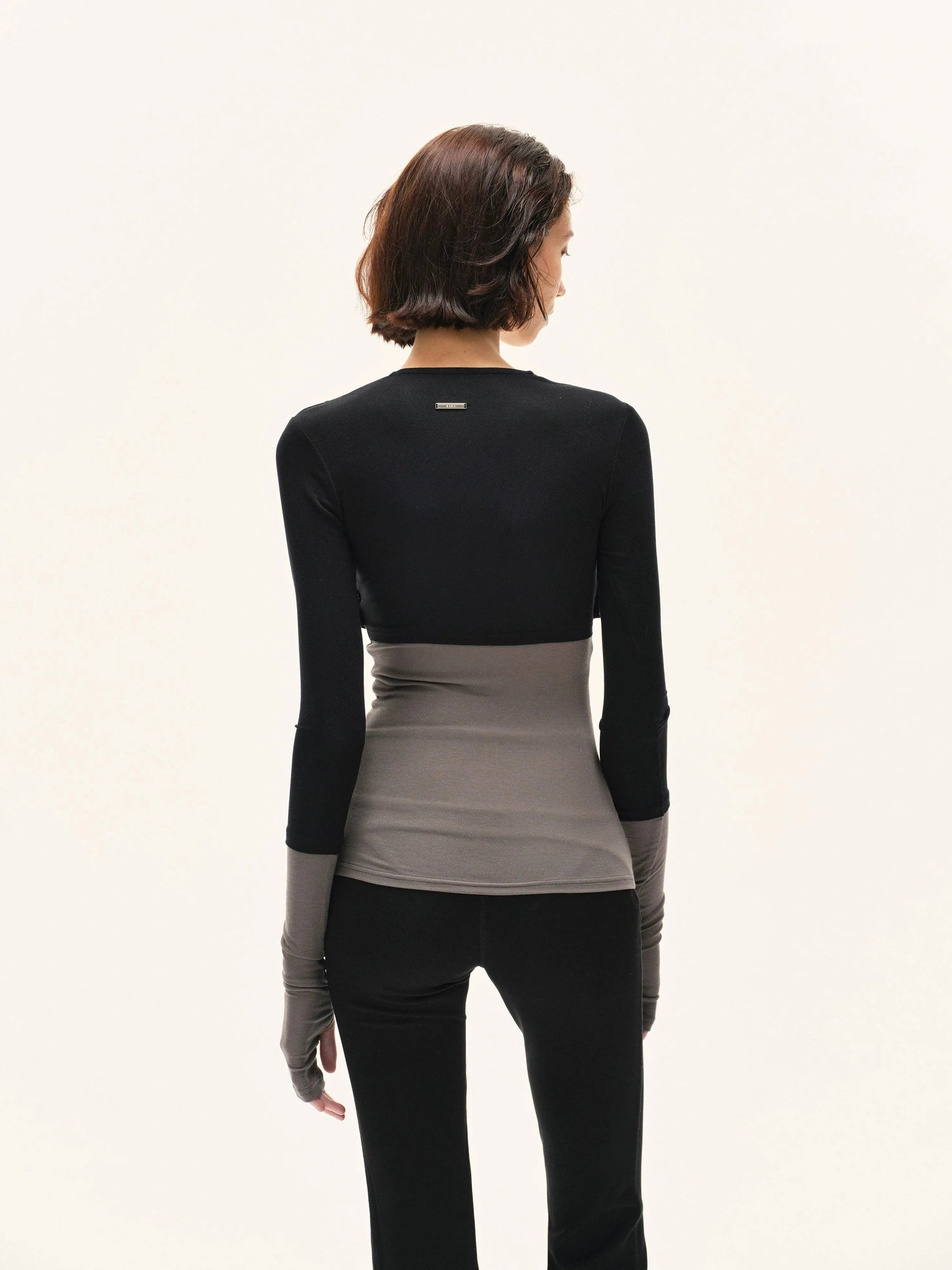 kvkv Two Tone Stretch Slim Fit Long Sleeve Top