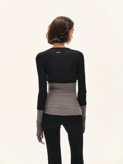 kvkv Two Tone Stretch Slim Fit Long Sleeve Top