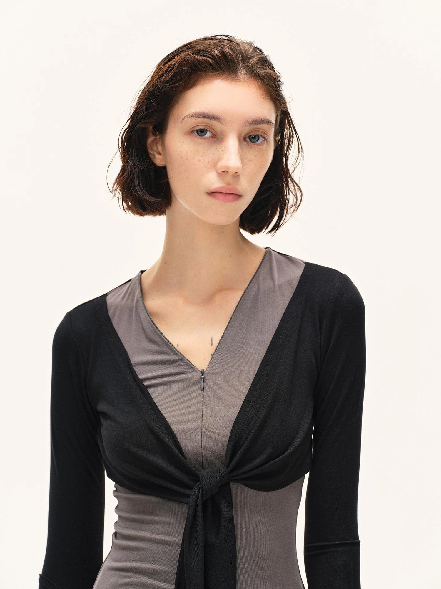 kvkv Two Tone Stretch Slim Fit Long Sleeve Top