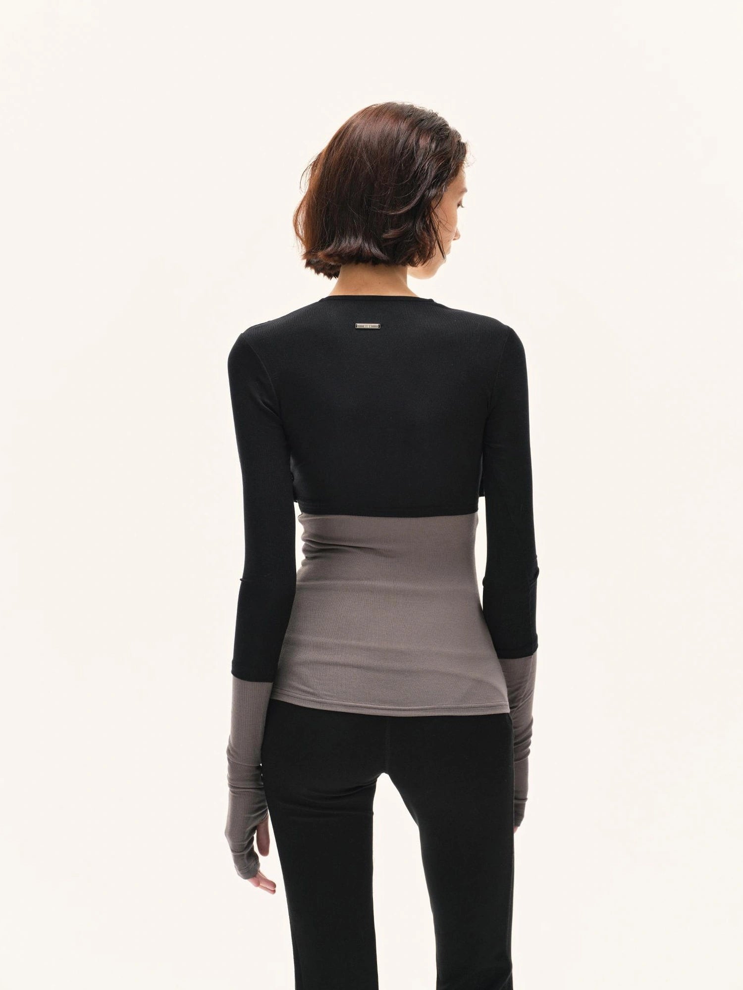 kvkv Two Tone Stretch Slim Fit Long Sleeve Top