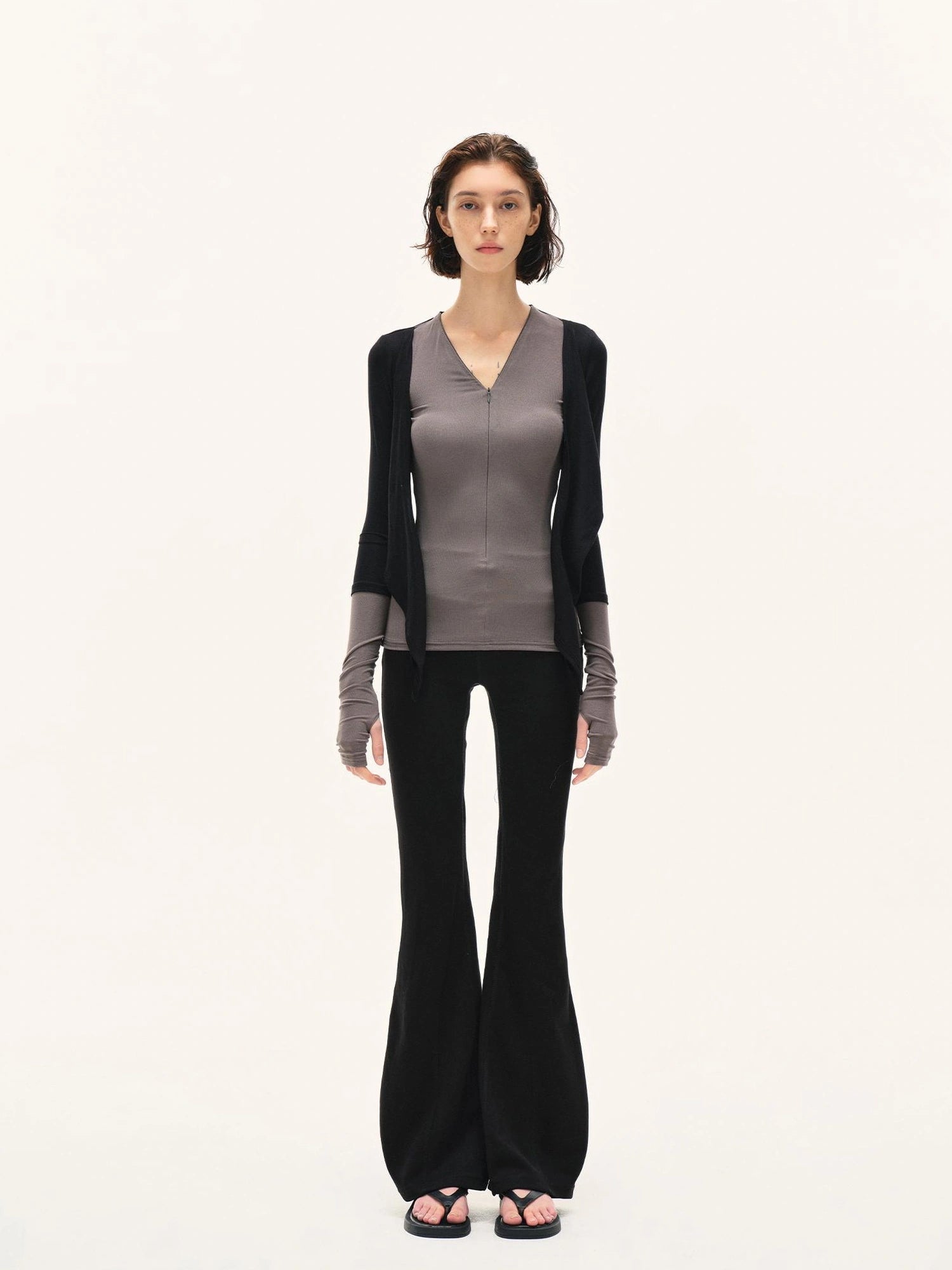 kvkv Two Tone Stretch Slim Fit Long Sleeve Top