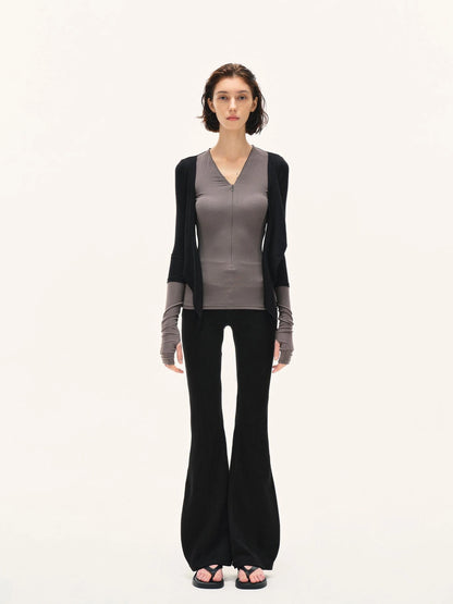kvkv Two Tone Stretch Slim Fit Long Sleeve Top