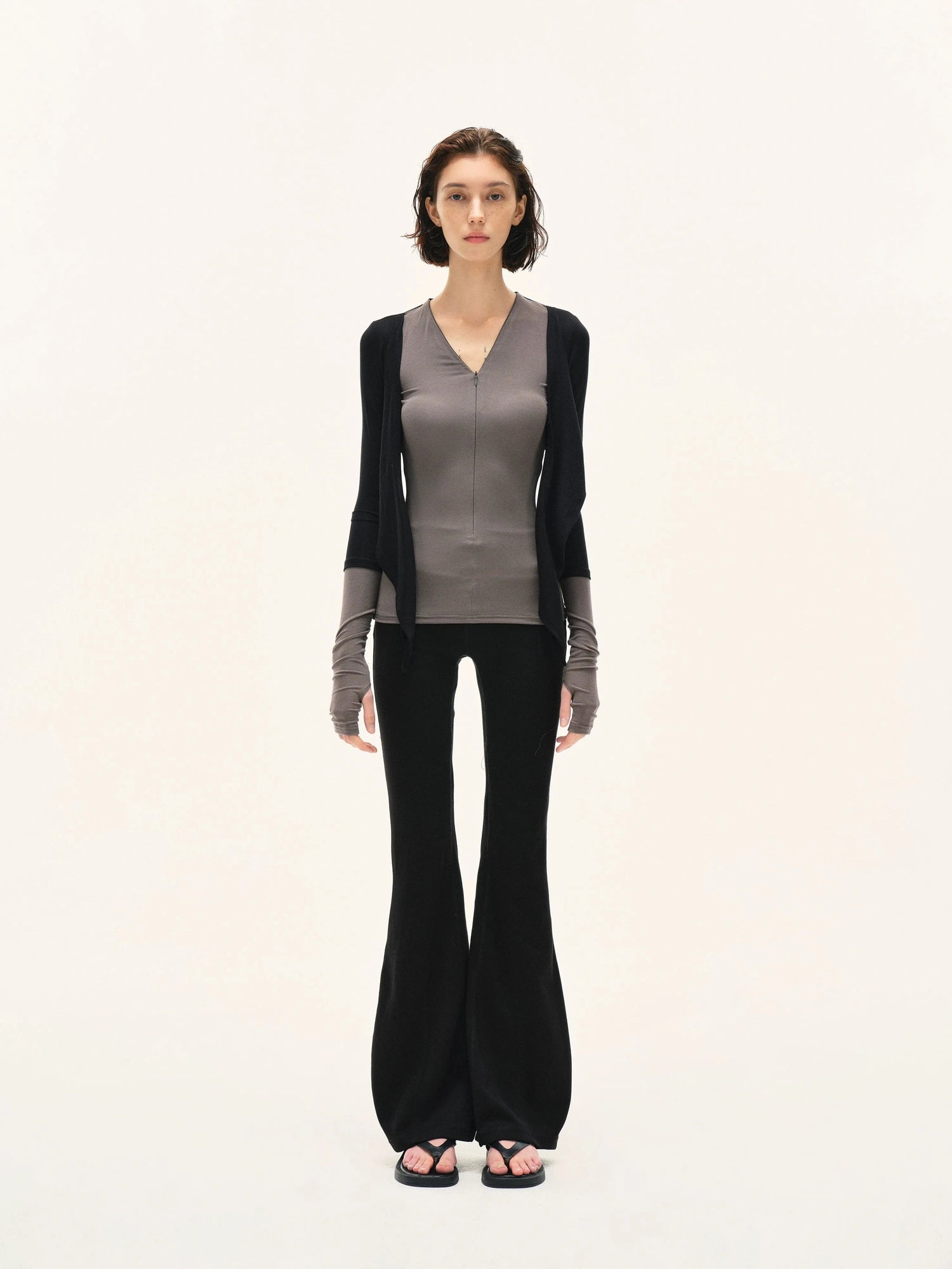 kvkv Two Tone Stretch Slim Fit Long Sleeve Top