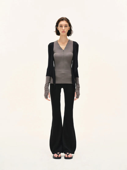 kvkv Two Tone Stretch Slim Fit Long Sleeve Top