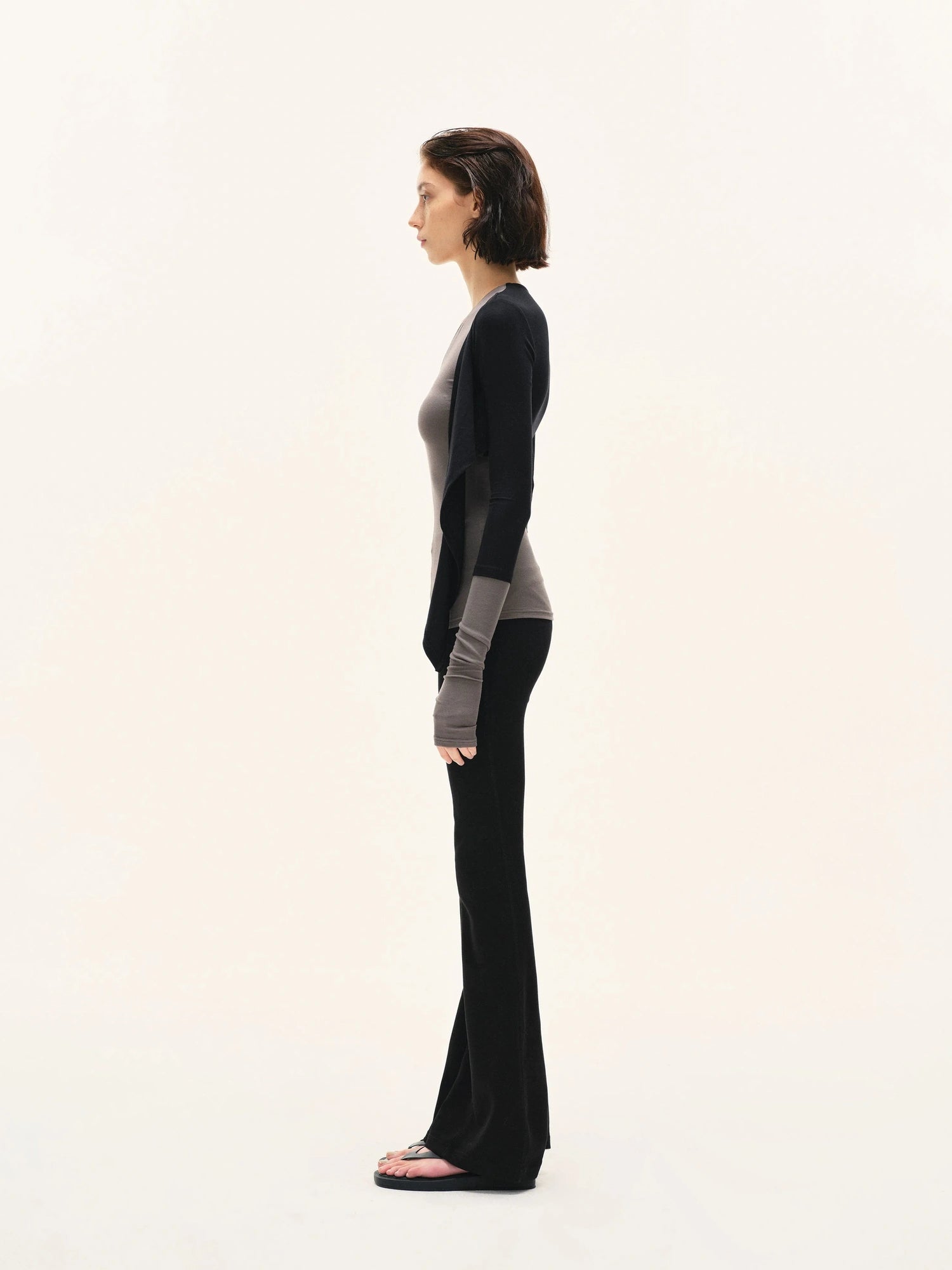 kvkv Two Tone Stretch Slim Fit Long Sleeve Top