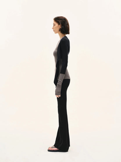 kvkv Two Tone Stretch Slim Fit Long Sleeve Top