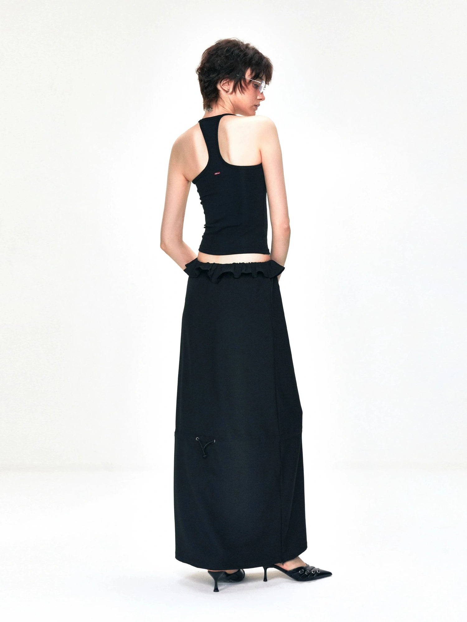 kvkv Two Way Adjustable Wave Hem Midi Skirt