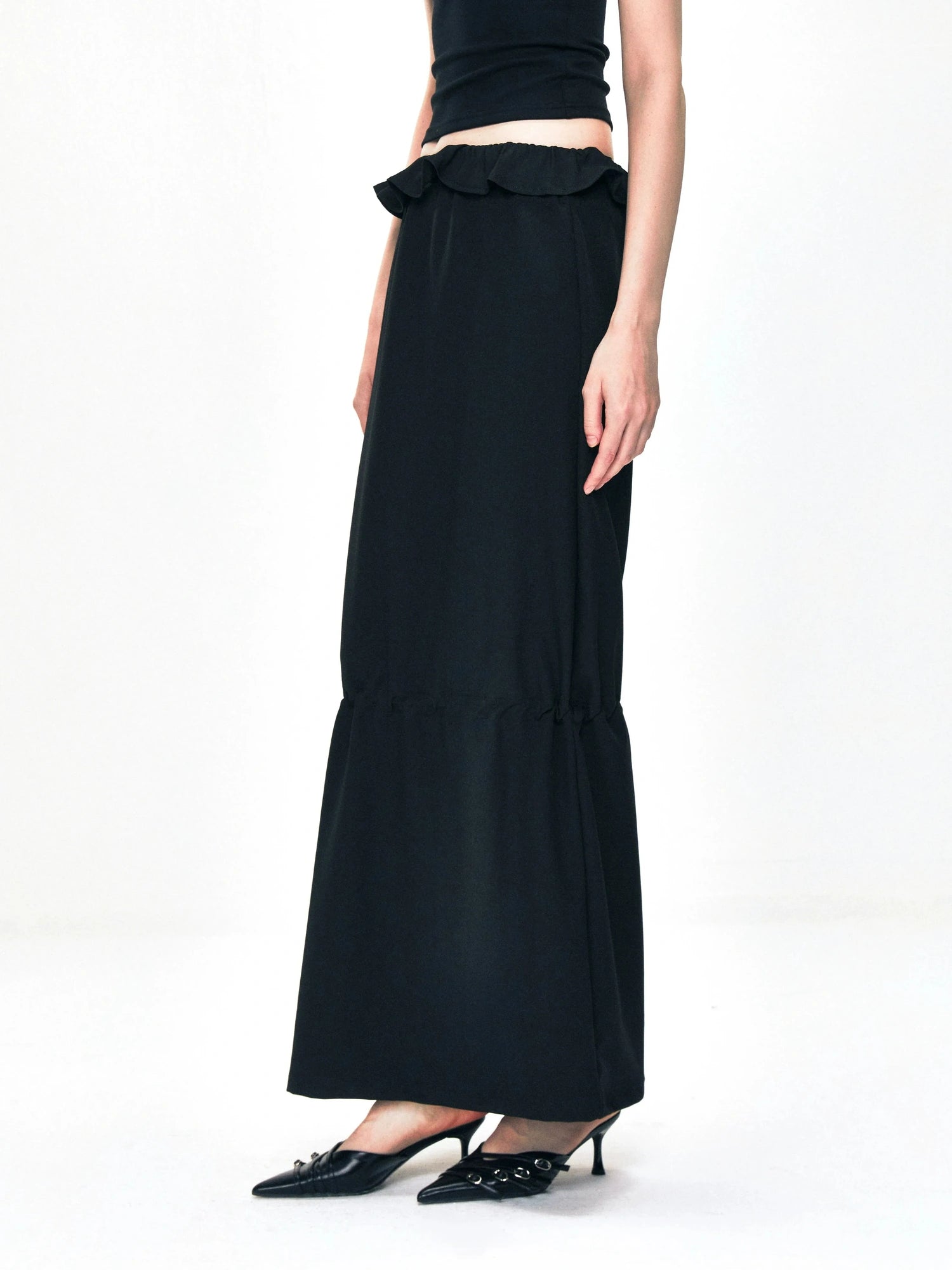 kvkv Two Way Adjustable Wave Hem Midi Skirt
