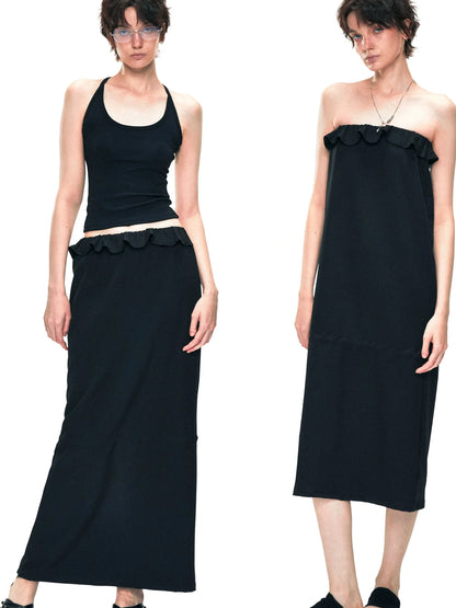 kvkv Two Way Adjustable Wave Hem Midi Skirt