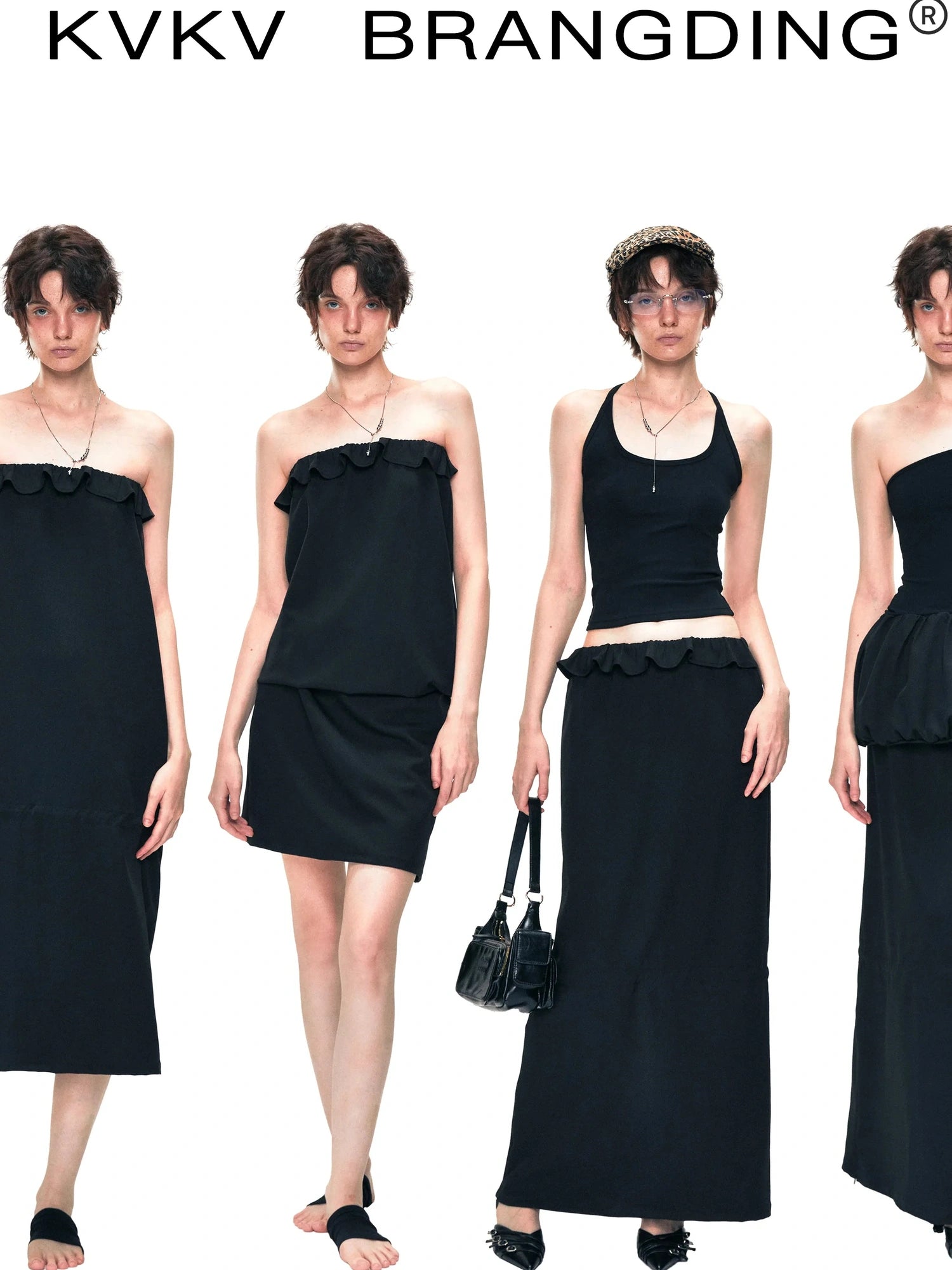 kvkv Two Way Adjustable Wave Hem Midi Skirt