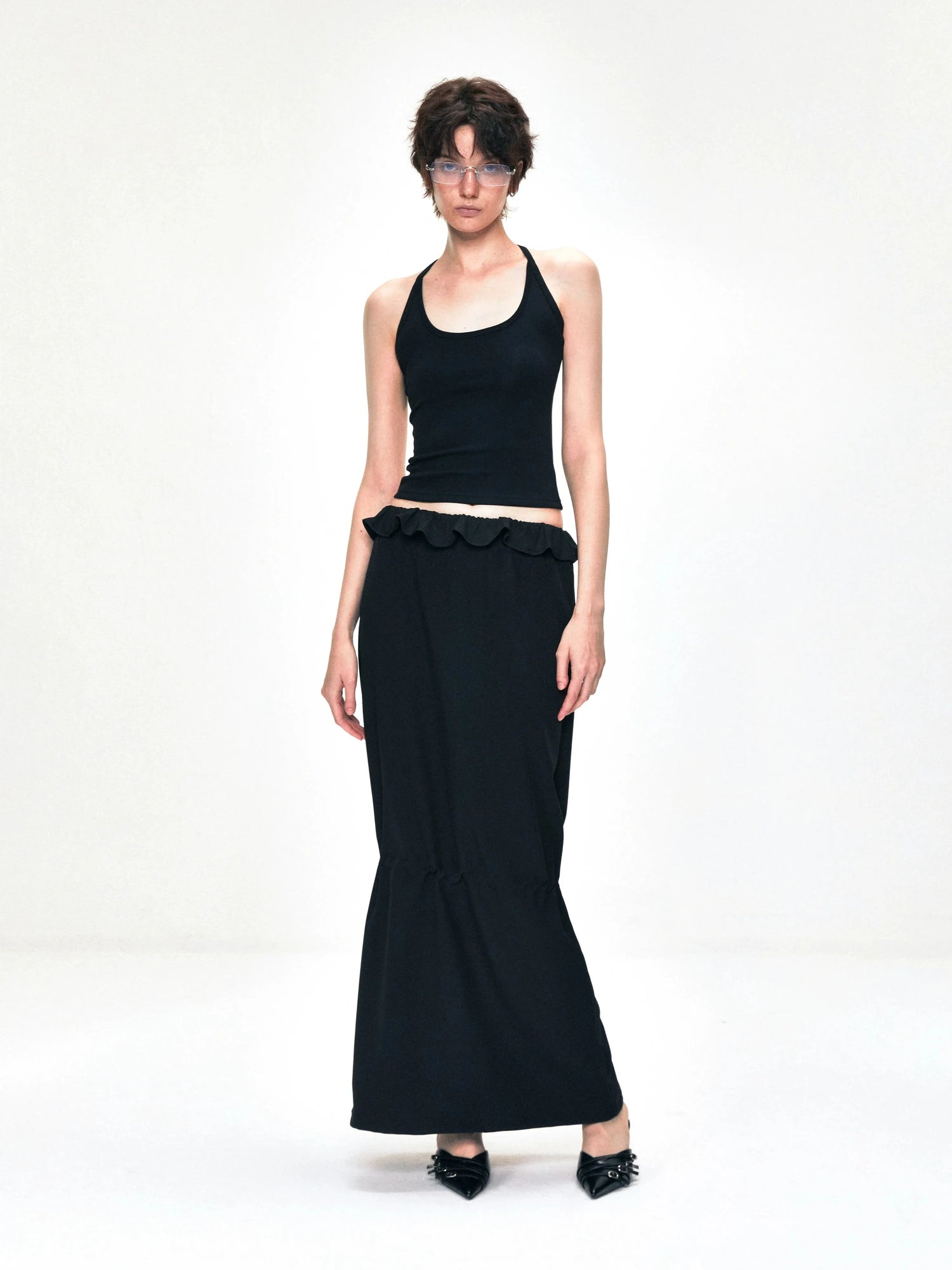 kvkv Two Way Adjustable Wave Hem Midi Skirt