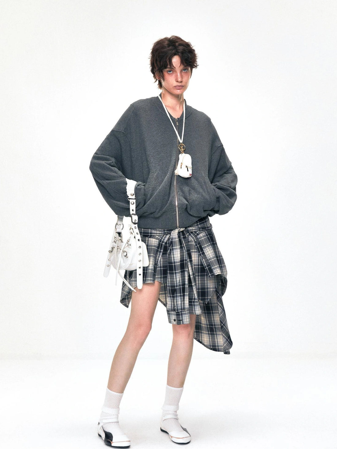 kvkv Two Way Convertible Plaid Bustier Top