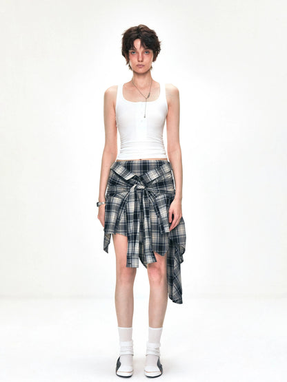 kvkv Two Way Convertible Plaid Bustier Top