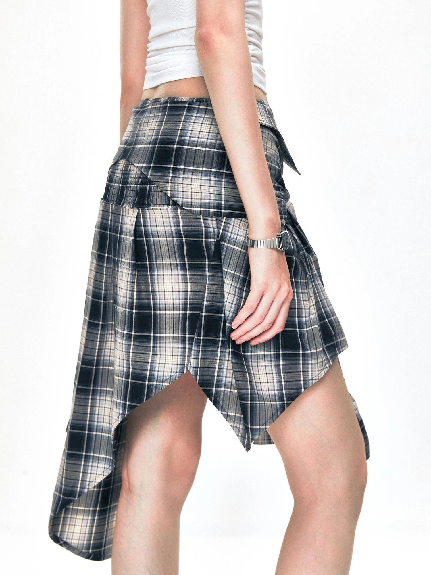 kvkv Two Way Convertible Plaid Bustier Top