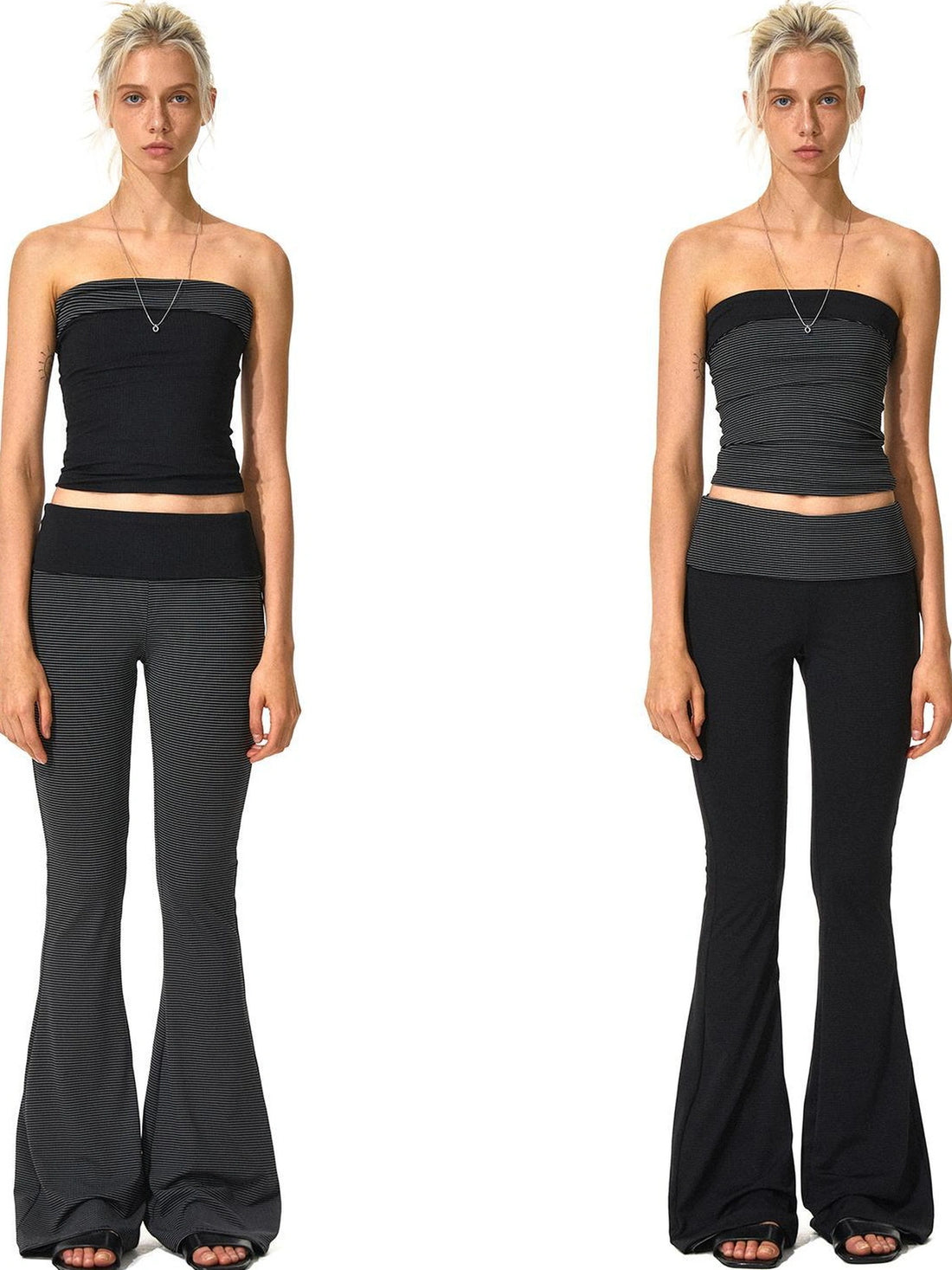 kvkv Two Way Wear Striped Flared Yoga Pants