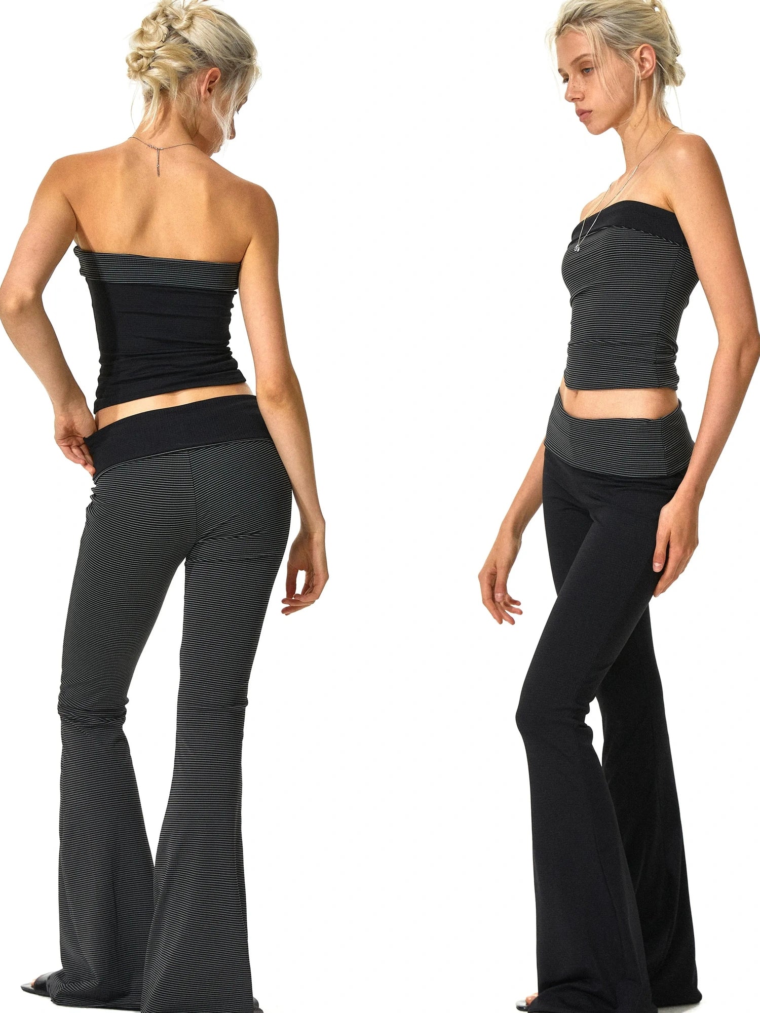 kvkv Two Way Wear Striped Flared Yoga Pants