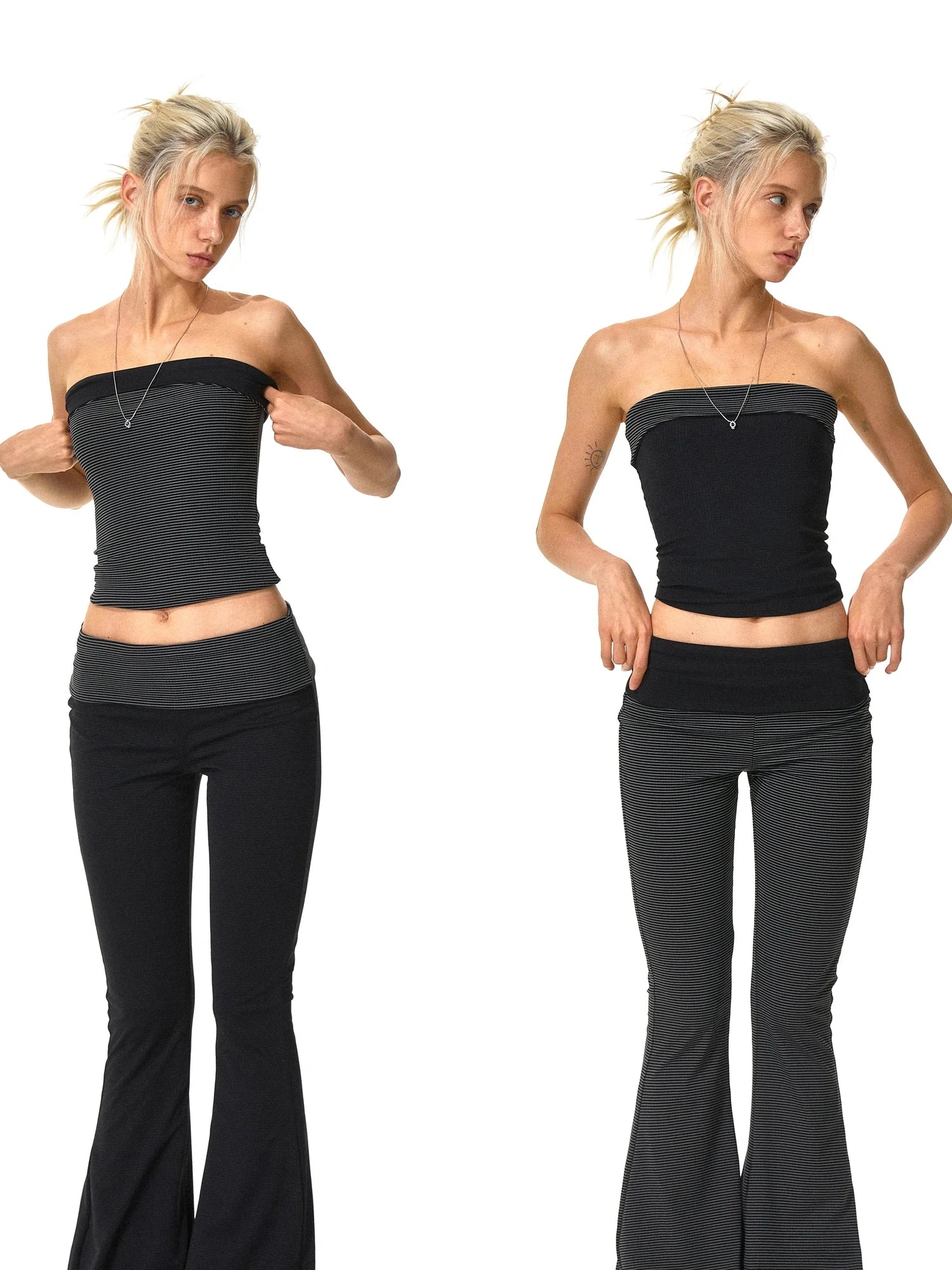 kvkv Two Way Wear Striped Flared Yoga Pants