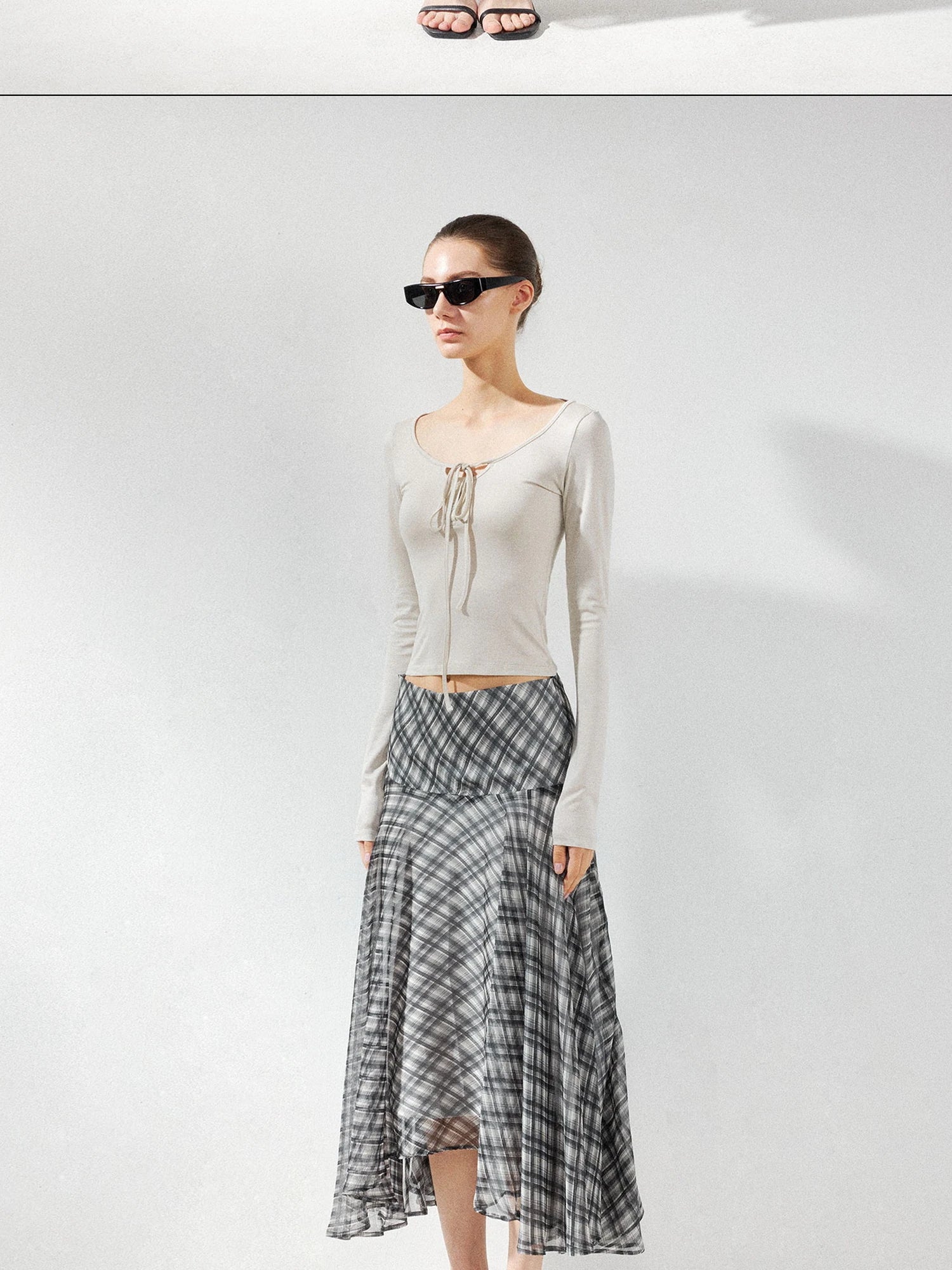 kvkv U Neck Beaded Tie Front Lyocell Blouse