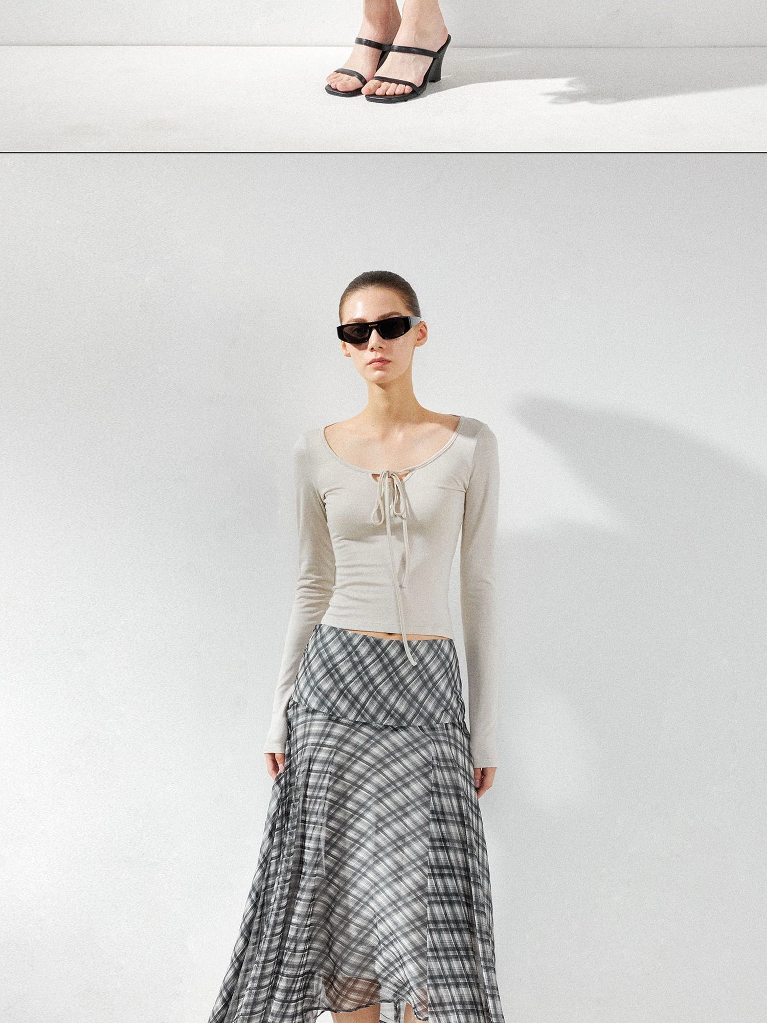 kvkv U Neck Beaded Tie Front Lyocell Blouse