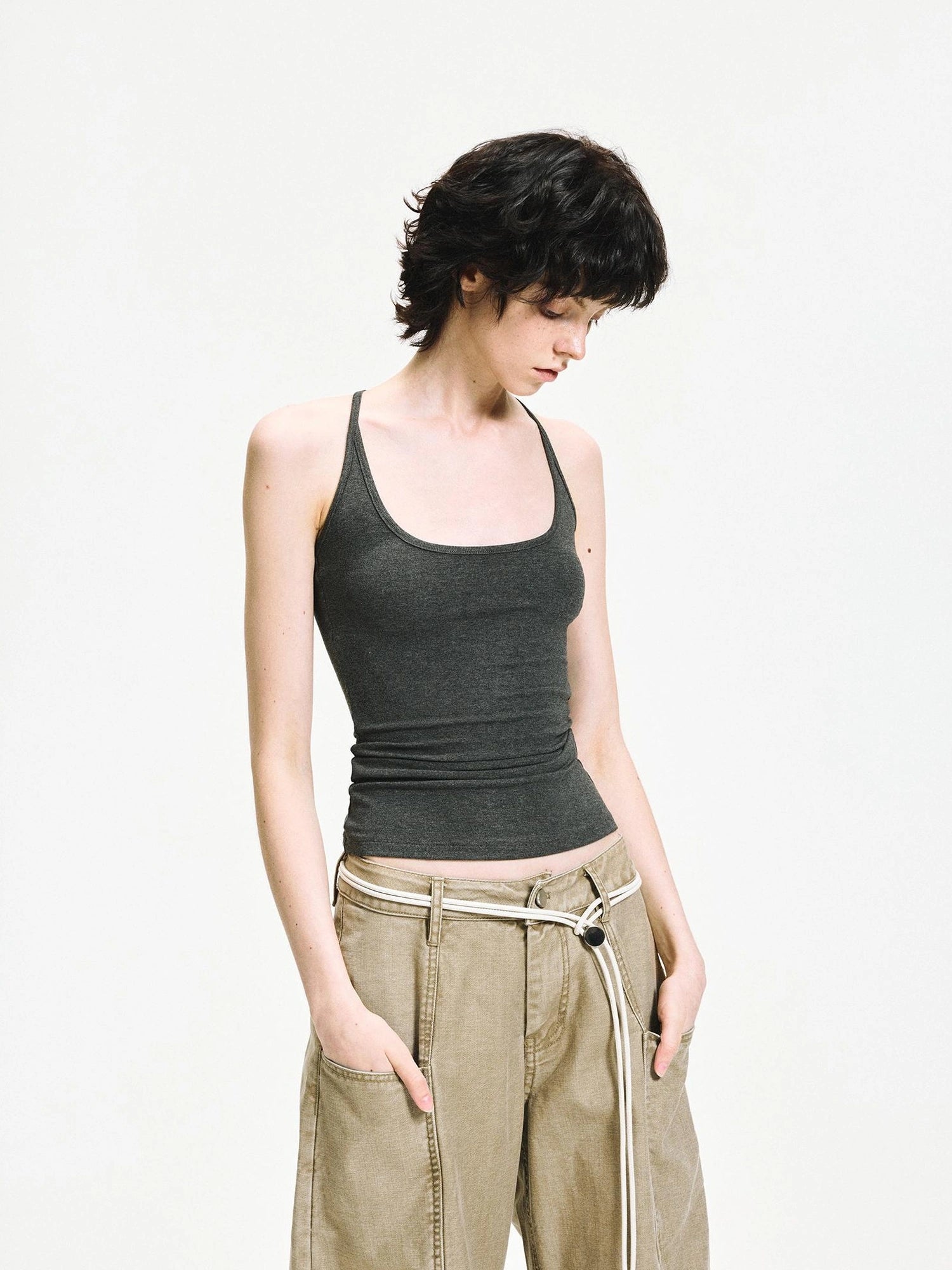 kvkv U Neck Slim Fit Stretch Tank Top