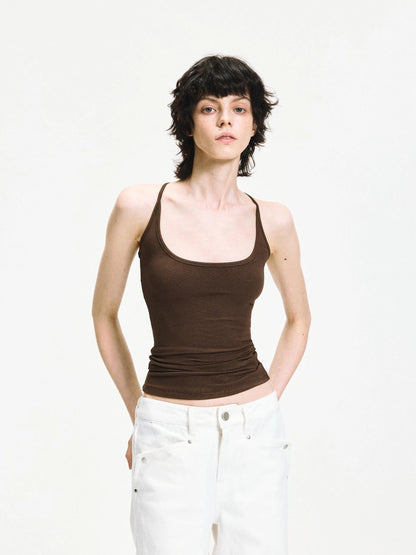kvkv U Neck Slim Fit Stretch Tank Top