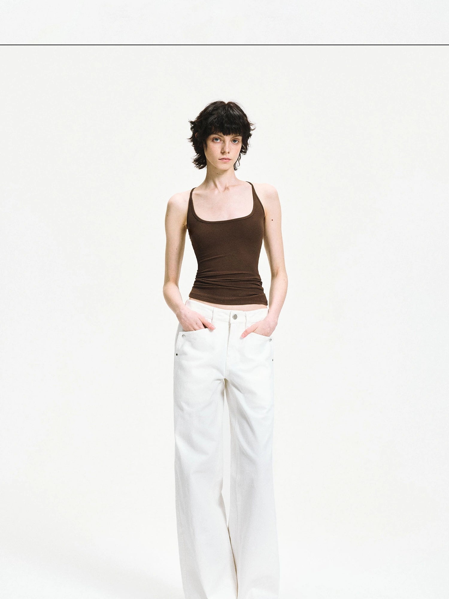 kvkv U Neck Slim Fit Stretch Tank Top