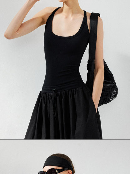 kvkv U Neck Tank Fit Flare Maxi Dress