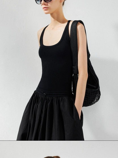 kvkv U Neck Tank Fit Flare Maxi Dress