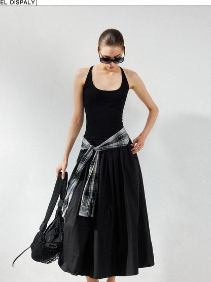 kvkv U Neck Tank Fit Flare Maxi Dress