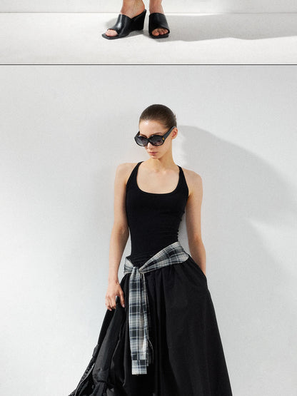 kvkv U Neck Tank Fit Flare Maxi Dress