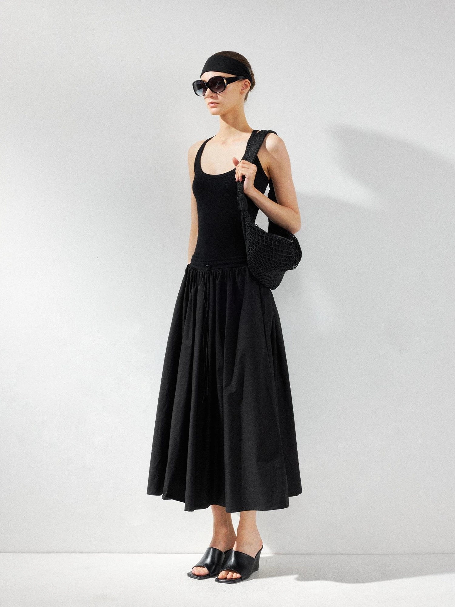 kvkv U Neck Tank Fit Flare Maxi Dress