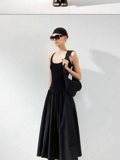 kvkv U Neck Tank Fit Flare Maxi Dress