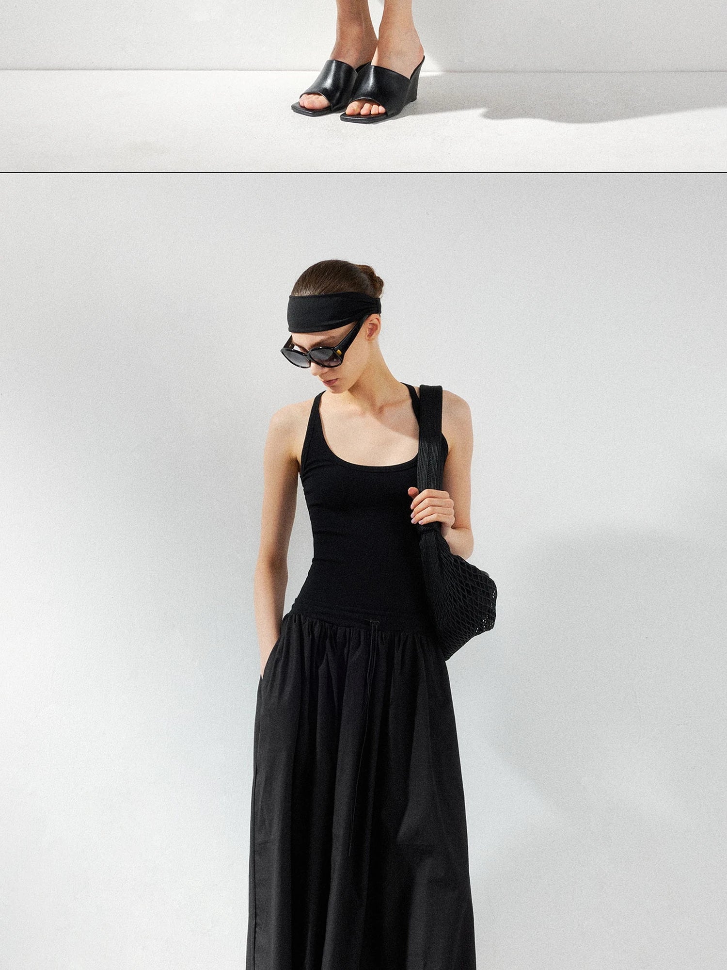 kvkv U Neck Tank Fit Flare Maxi Dress