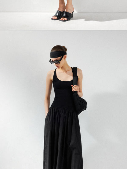kvkv U Neck Tank Fit Flare Maxi Dress