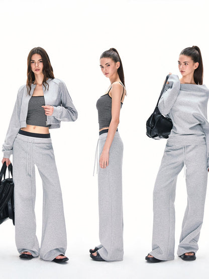 kvkv Urban Grey Double Waistband Drawstring Wide Leg Women&