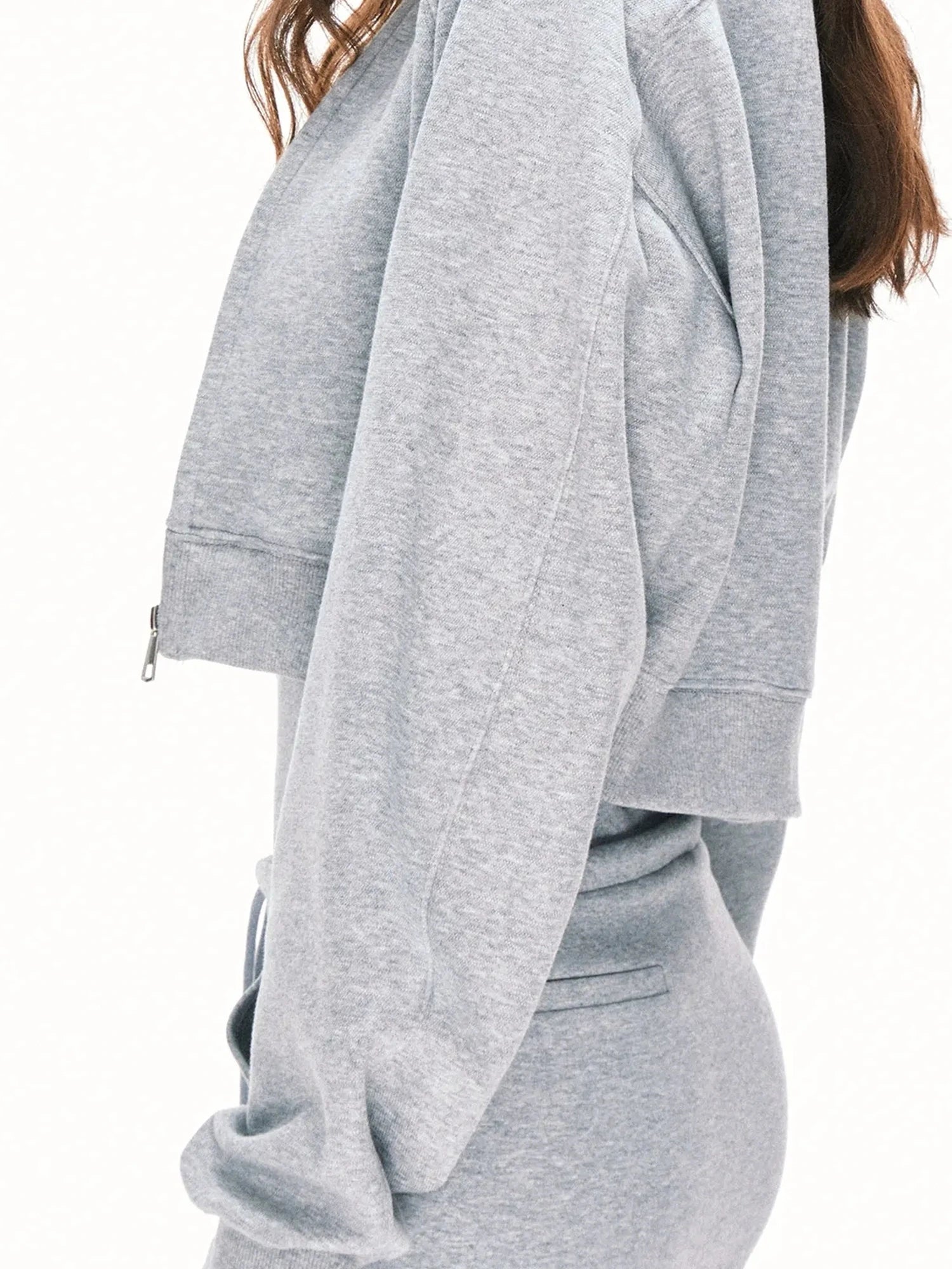 kvkv Urban Grey Sport Flight Jacket V-Neck T-Shirt Long-Sleeve