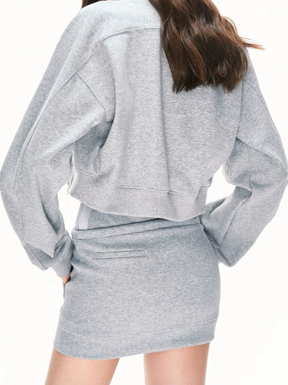 kvkv Urban Grey Sport Flight Jacket V-Neck T-Shirt Long-Sleeve