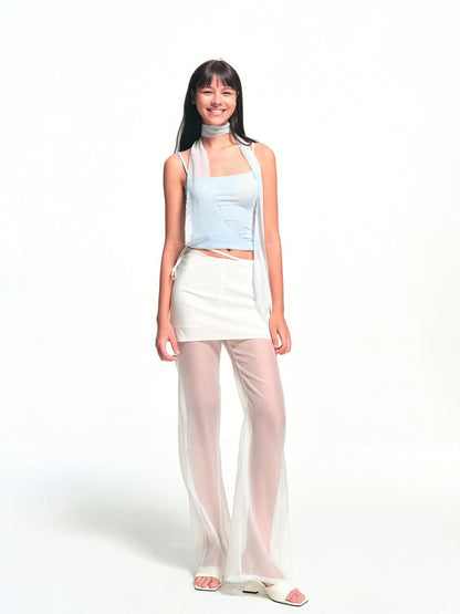 kvkv Urban Tie Detachable Skirt Semi Sheer Micro Flare Women&