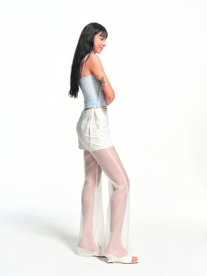 kvkv Urban Tie Detachable Skirt Semi Sheer Micro Flare Women&