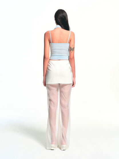 kvkv Urban Tie Detachable Skirt Semi Sheer Micro Flare Women&