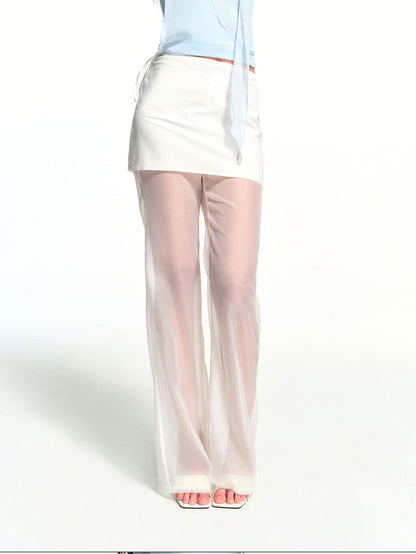 kvkv Urban Tie Detachable Skirt Semi Sheer Micro Flare Women&
