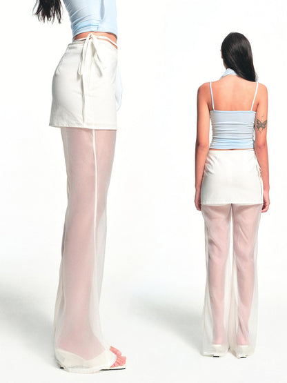 kvkv Urban Tie Detachable Skirt Semi Sheer Micro Flare Women&