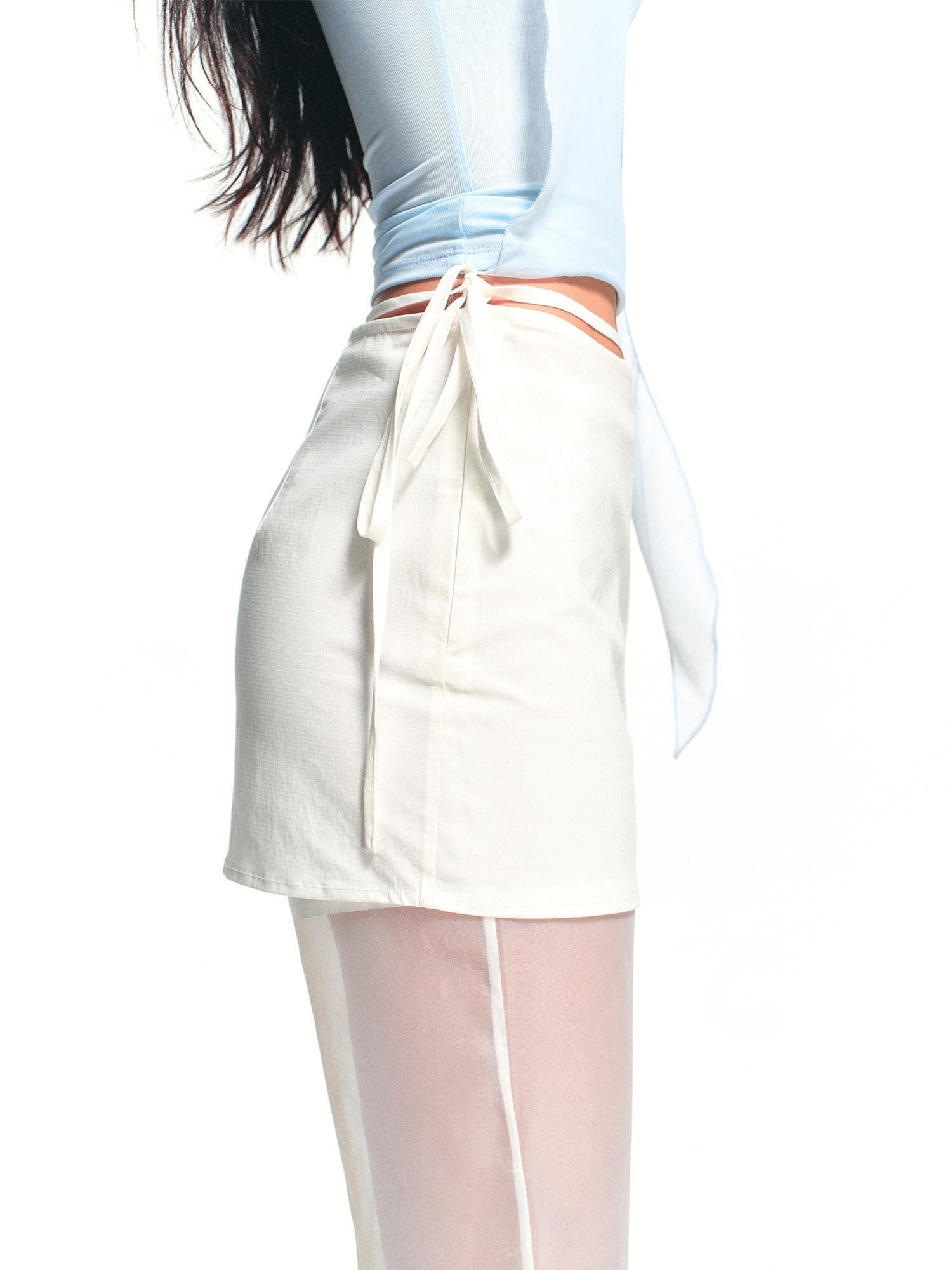 kvkv Urban Tie Detachable Skirt Semi Sheer Micro Flare Women&