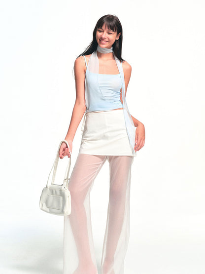 kvkv Urban Tie Detachable Skirt Semi Sheer Micro Flare Women&
