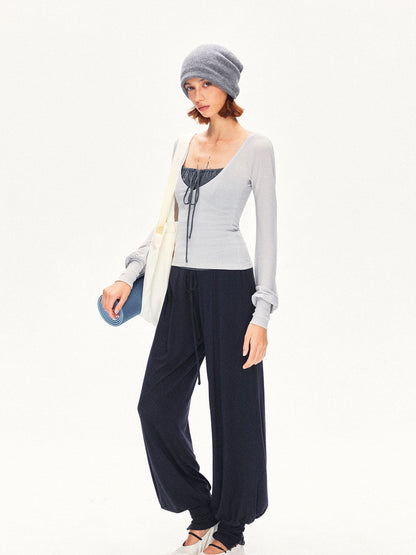 kvkv V-neck Lantern Sleeve Slim Women&