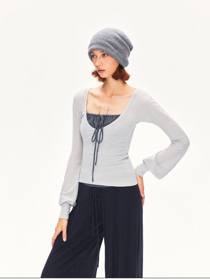 kvkv V-neck Lantern Sleeve Slim Women&