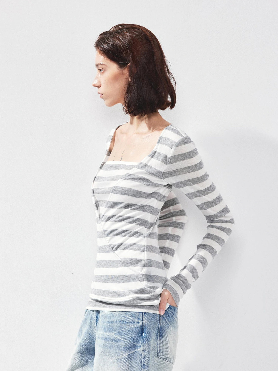 kvkv V-neck Layered Stripe Tee