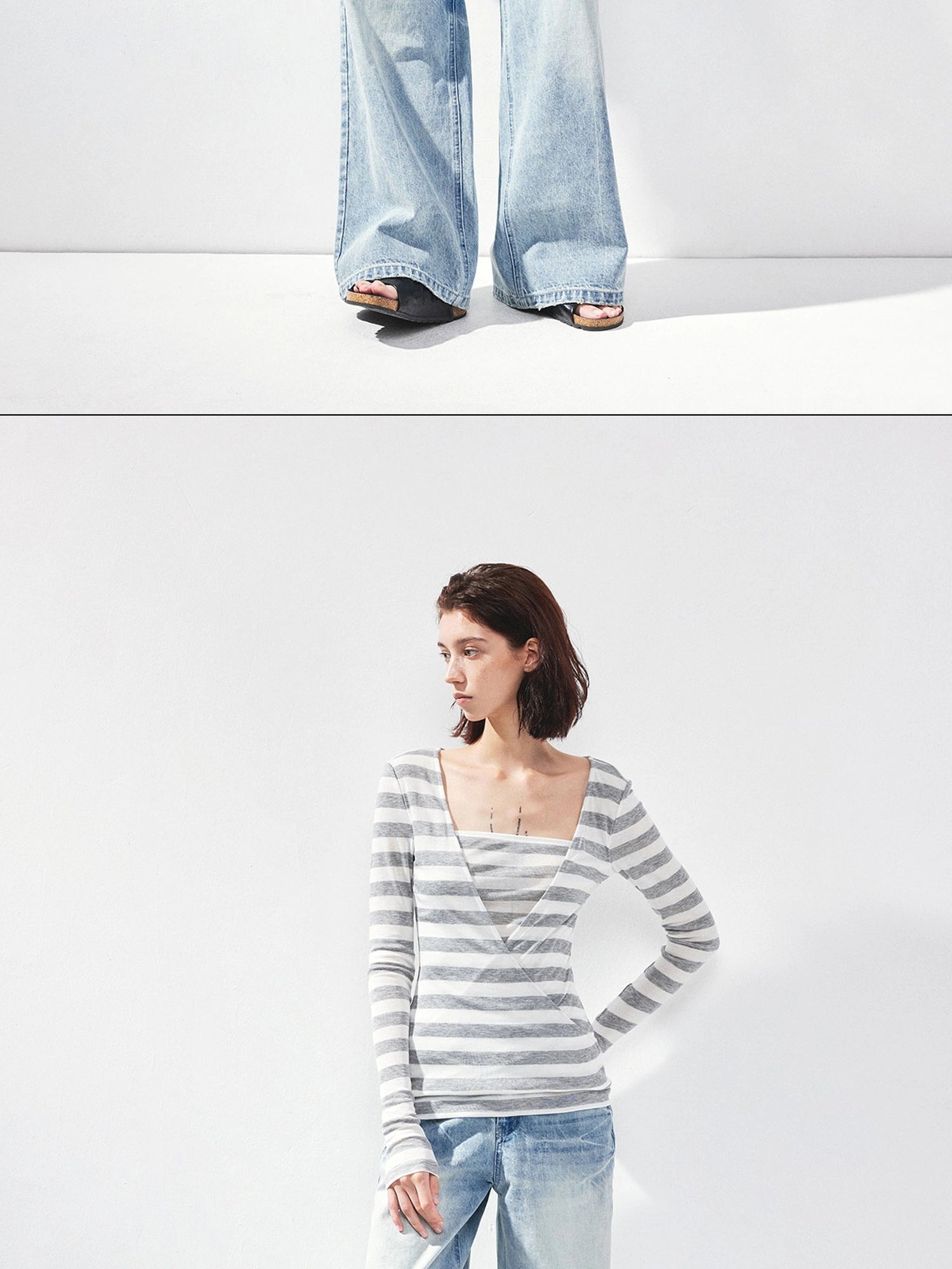 kvkv V-neck Layered Stripe Tee