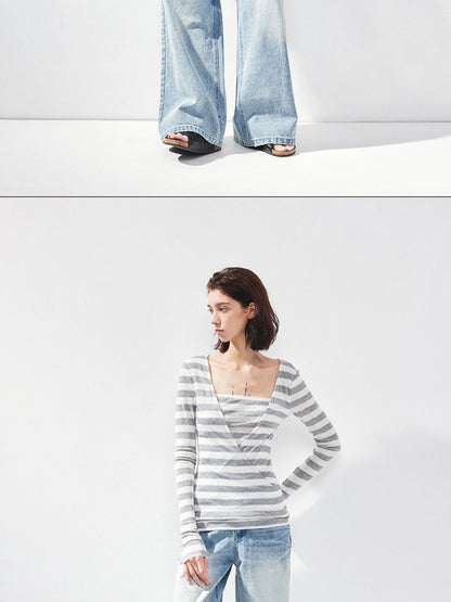 kvkv V-neck Layered Stripe Tee