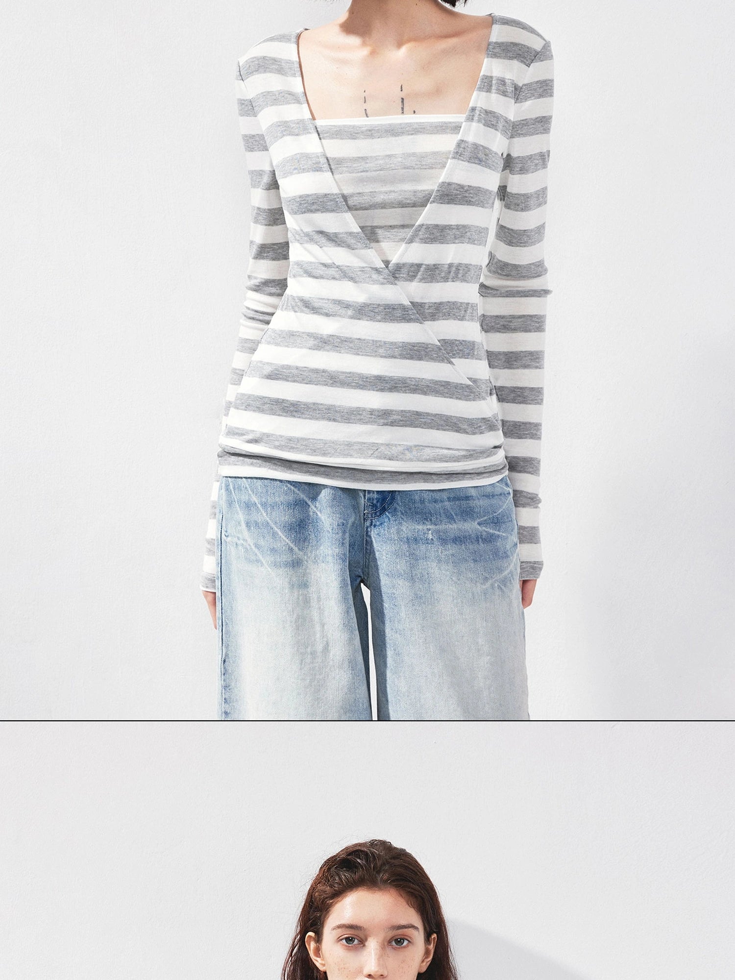 kvkv V-neck Layered Stripe Tee